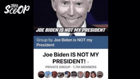 脸书无预警删除170万会员群组 "乔-拜登不是我的总统"--但反特朗普的 "不是我的总统 "页面4年后仍在。(photo:GatewayPundit)