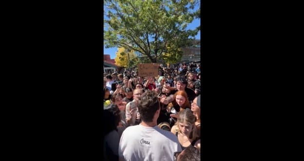 “F*** You Fascist!, Trans Lives Matter!” –  Dozens of Disheveled Social Justice Warriors Curse Out and Swarm Conservative Activist Charlie Kirk At Northern Arizona University (VIDEOS)