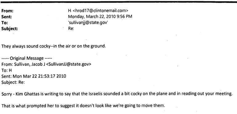 cocky israel hillary
