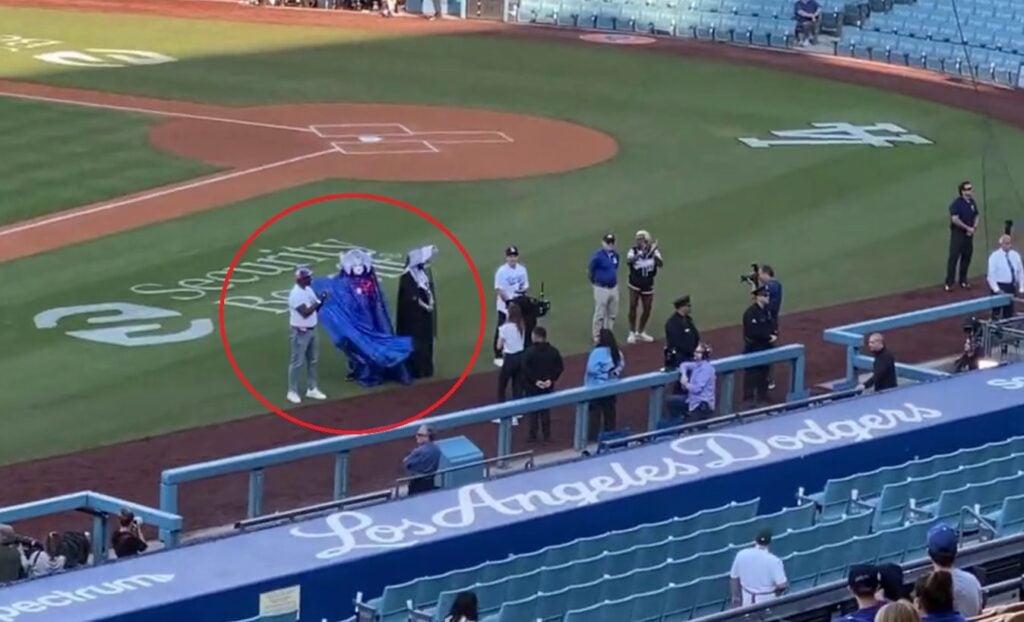 DISGUSTING. Major League Baseball and LA Dodgers Honor Demonic Sisters of Perpetual Indulgence on Home Field Before Game (VIDEO)