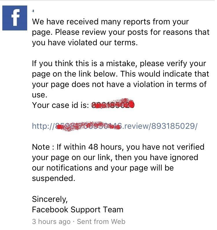 facebook warning