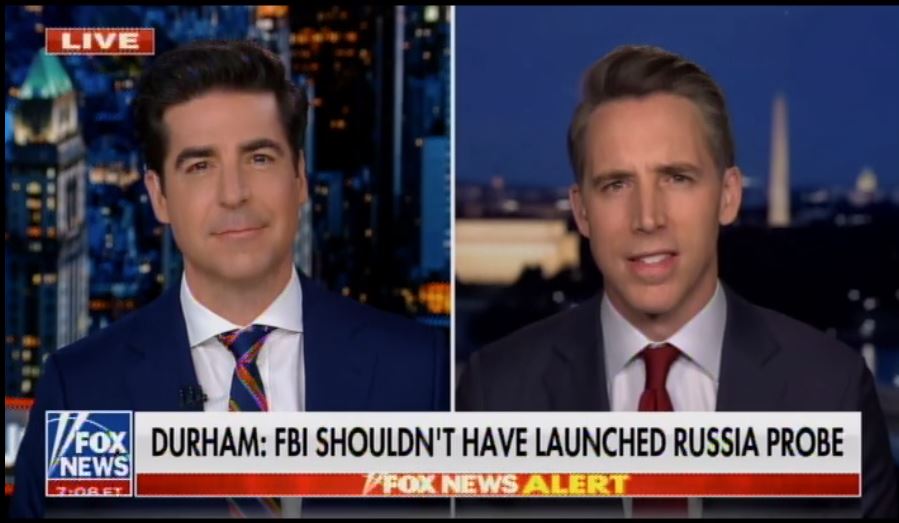 Sen. Josh Hawley Responds to Durham Report: Hillary Needs to be Prosecuted – FBI Needs to Be Disbanded (VIDEO)