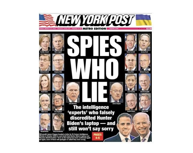 NY Post Calls Out the 51 Former Senior Intelligence Officials including ...