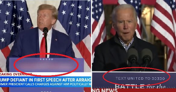 What Media Bias? ABC Blurs Out “TEXT TRUMP AT 88022” on Podium During Tuesday’s Speech to Block Donations to His Campaign – But They Didn’t Blur the Ad for Joe Biden!