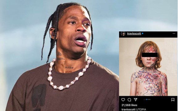 Rapper Travis Scott Posts Photo of Terrified Child With Markings to Promote New Album