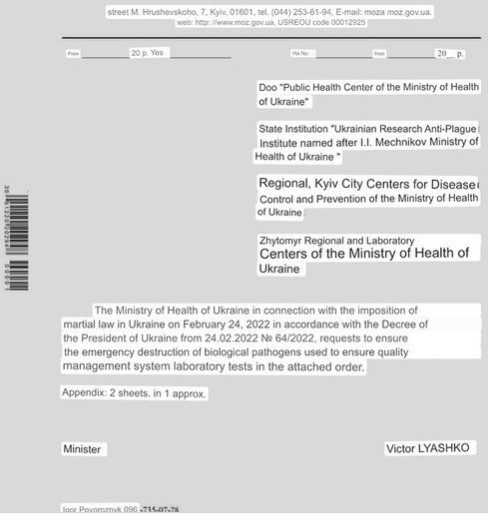 Documents Reveal The U.S. Department of Defense Was Funding Ukrainian Biolabs ---Russsia Releases list of Biological Agents Tested in U.S. Boilabs in Ukraine. including Salmonella and E. Coli